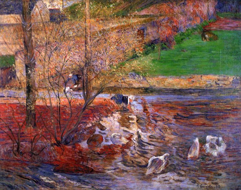 Paul Gauguin Landscape with Gees